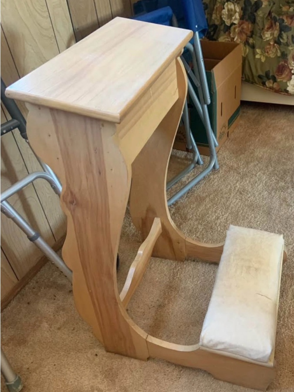 Wooden Kneeler Prayer Bench in Natural Light Wood